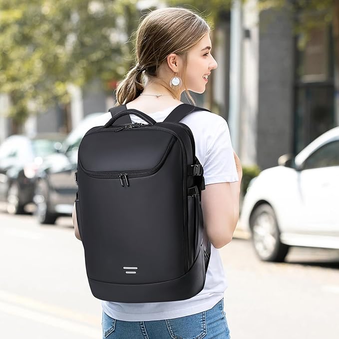 TANGCORLE Travel Carry on Backpack Expandable Flight Approved Backpacks 17.3 inch Laptop Business Back Pack for Women Men,Black-30l(no Expansion) /Non-vacuum