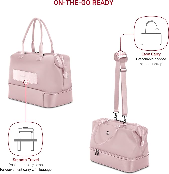 SwissGear 7366 Signature Hardside Expandable Luggage with Spinner Wheels and TSA Lock, Weekender Tote, Pink, 2-Piece Set (Weekender/27)