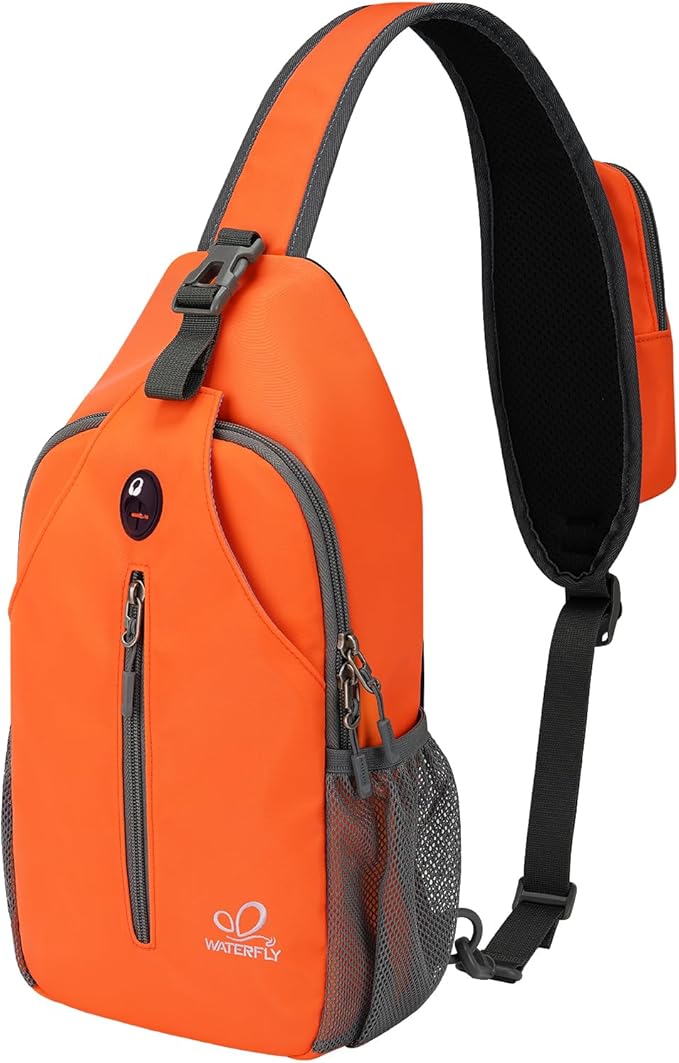 WATERFLY Crossbody Sling Backpack Sling Bag Travel Hiking Chest Bag Daypack