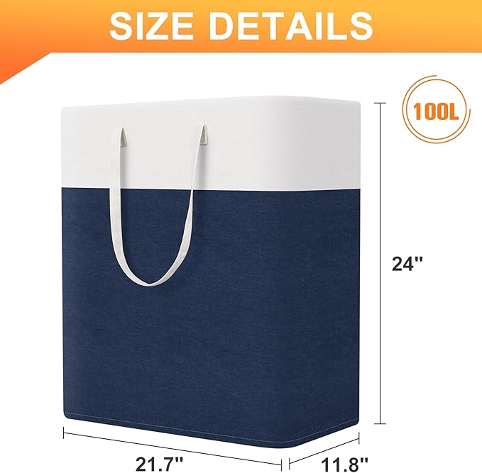 laundry basket 3-Pack, laundry hamper, Hamper with handles, collapsible laundry baskets, Waterproof dirty clothes hamper, Towel Storage for Home or Dorm, 100L-Blue