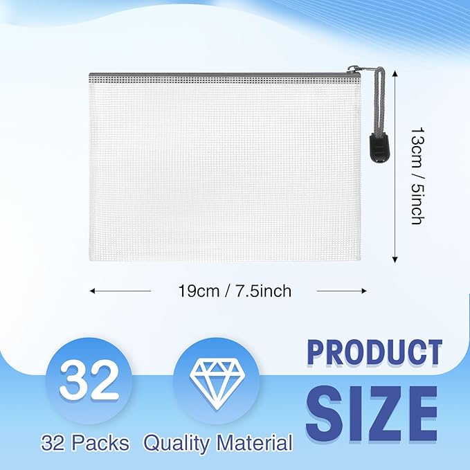 Jetec 32 Pcs Mesh Zipper Bags Toy Storage Bikini Organizer Bag Bolsas Para Guardar Trajes De Bano Waterproof Zipper Reusable Pouch Puzzle Multipurpose for Storage Office(Grey,7.5 x 5 Inch)