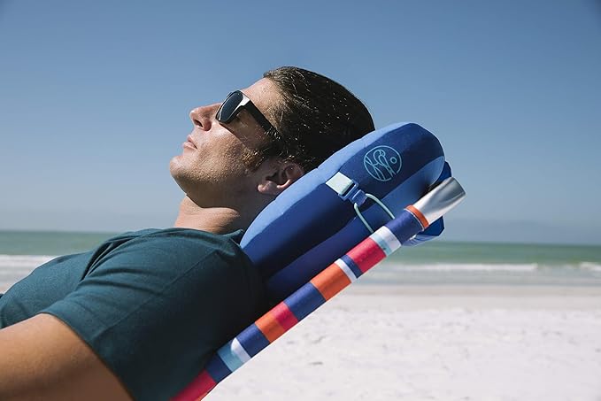 Ballast Beach Pillow – Comfy, Durable & Compact, Stays Put on Windy Beaches with Patented Sand Pouch, Inflatable Pillow for Beaches, Pools, Camping, Festivals and Travel (Palace Blue)