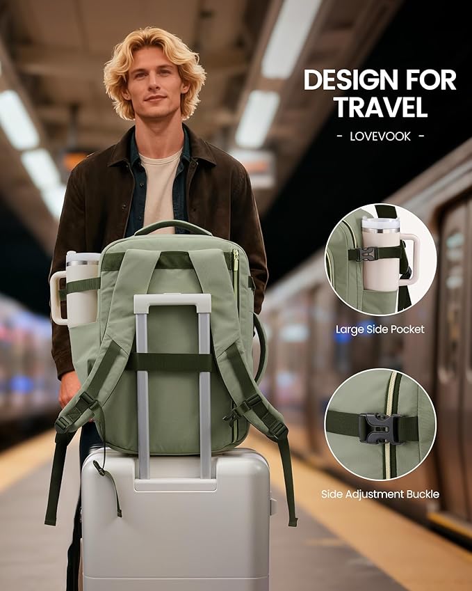 LOVEVOOK 40L Travel Backpack for Women Men with Garment Bag, Airline Approved Carry on Luggage Travel Essentials with 3 Packing Cubes, TSA Overnight Bags Weekender Essentials Backpacks fits 17" Laptop