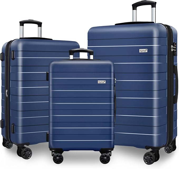 Zebra Luggage Sets 3 Piece, 20" Carry On Luggage with Spinner Wheels, Hardside Business Travel Suitcase Set with TSA Lock, Lightweight Suitcase,20/24/28 inch,Navy Blue