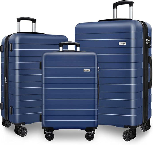 Zebra Luggage Sets 3 Piece, 20" Carry On Luggage with Spinner Wheels, Hardside Business Travel Suitcase Set with TSA Lock, Lightweight Suitcase,20/24/28 inch,Navy Blue