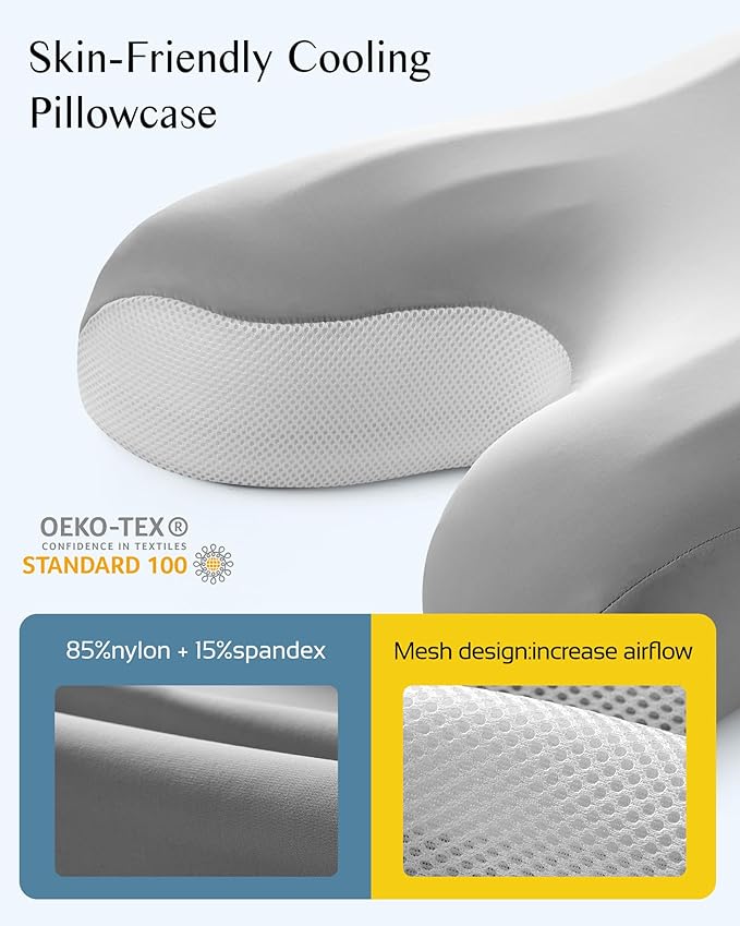 CPAP Pillow for Larger-Framed Men, Ergonomic Memory Foam Bed Pillow to Reduce Air Leaks, Facial Pressure, Height Adjustable for Side Back Stomach Sleepers, 23.6"x15.74"x5.11"/5.9"
