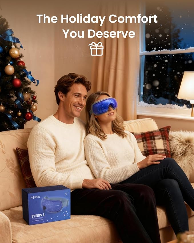 RENPHO Eye Massager with Heat and Cooling Voice Control, Mothers Day Gifts for Women Mom Her, FSA Eligible HSA, Massaging Eye Mask for Migraine Headache Dry Eyes and Stress Relief - Eyeris 3