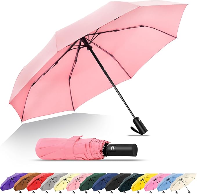 SoulRain Travel Umbrella - Compact Umbrella for Rain - Perfect Large Auto Folding Umbrella - Ideal Car umbrella, Small umbrella, and Travel Companion