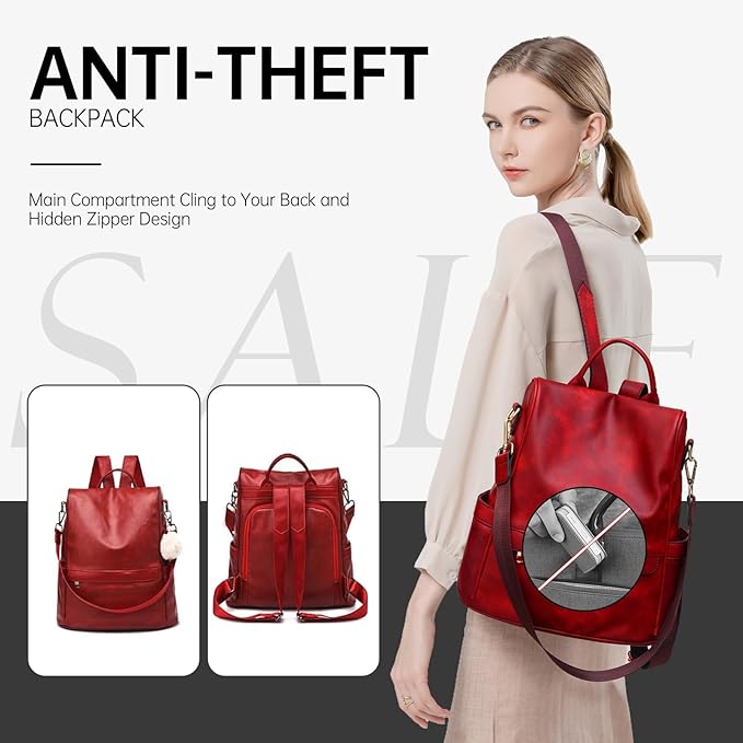 CHERUTY Women Backpack Purse PU Leather Anti-theft Casual Shoulder Bag Fashion Ladies Satchel Bags