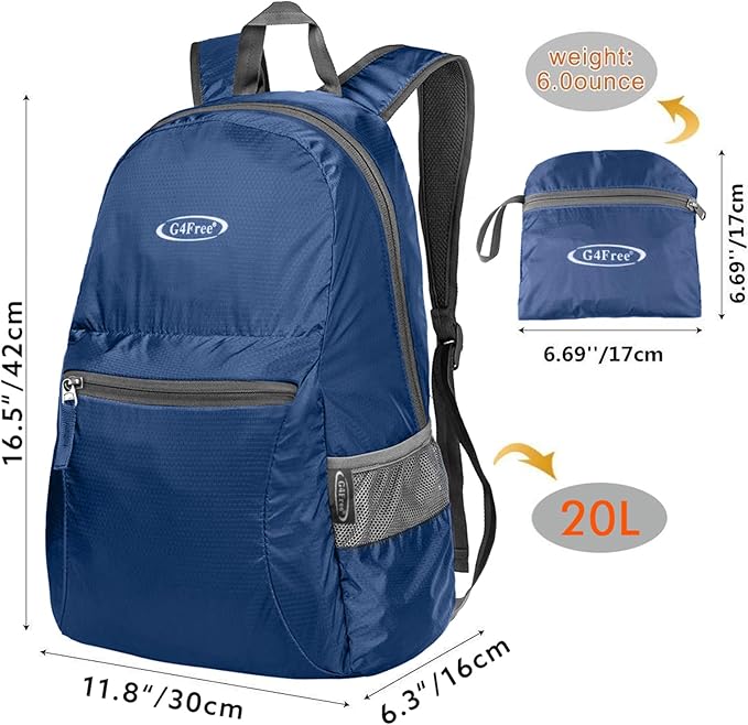 G4Free 20L Lightweight Packable Backpack Travel Hiking Daypack Foldable Backpack for Men Women