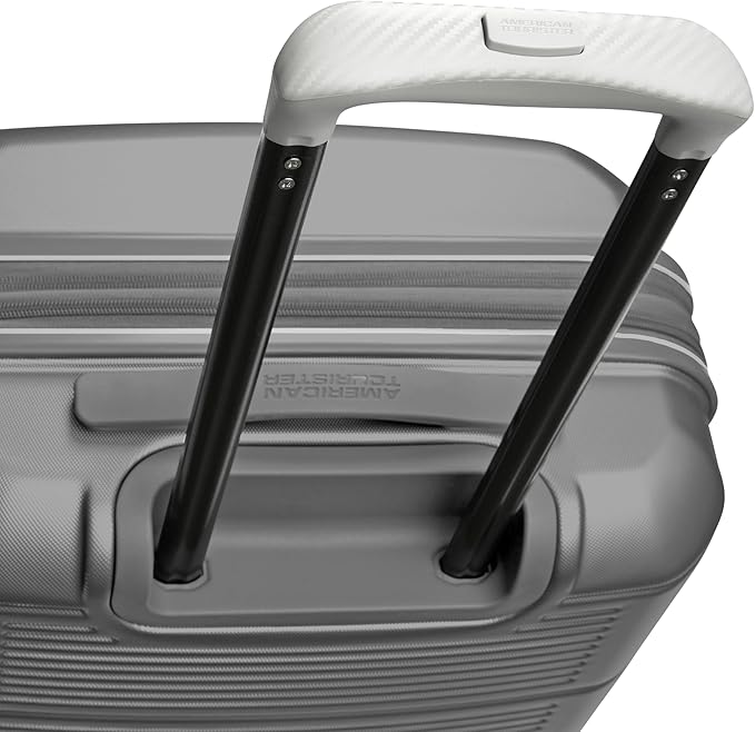 American Tourister Stratum 2.0 Expandable Hardside Luggage with Spinner Wheels, 2PC SET 20/24, Silver