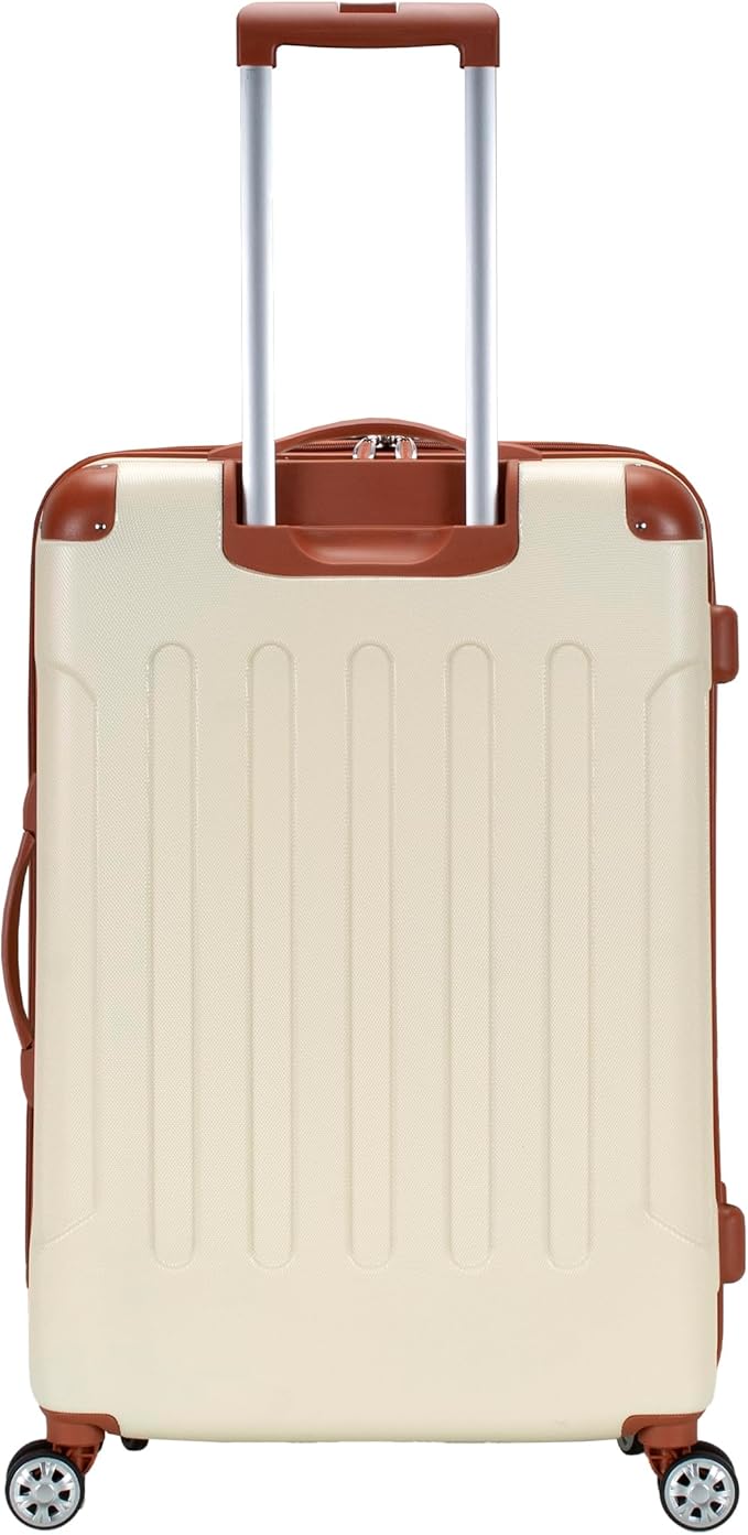Rockland London Hardside Expandable Spinner Wheel Luggage, White, Checked-Large 28-Inch