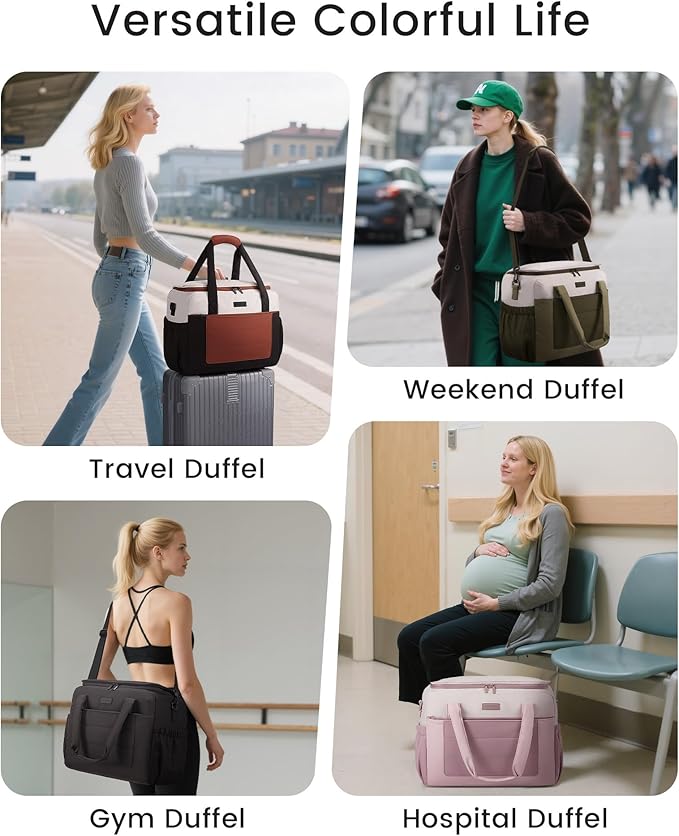 LOVEVOOK Small Gym Bag for Women & Men with Wet Pocket,26L Cute Waterproof Womens Gym Bag Travel Duffel Bags Workout Bag,Convertible Carry on Bag Overnight Bags Personal Item Travel Bag (Black,L)