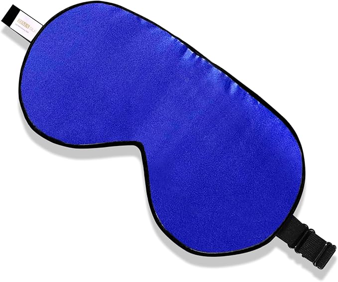 ZIMASILK 100% Natural Silk Sleep Mask Blindfold,Adjustable Super-Smooth Soft Eye Mask for Sleep with Bag(Royal Blue)