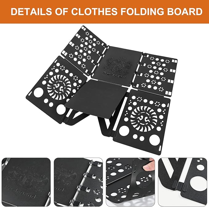 BoxLegend Shirt Folding Board V3 with 11x14 inches Shirt Bags Pack of 100 and Stickers 7 Sizes 3500 PCS Size Stickers for Clothing Folding Board Tshirt Bags for Small Business