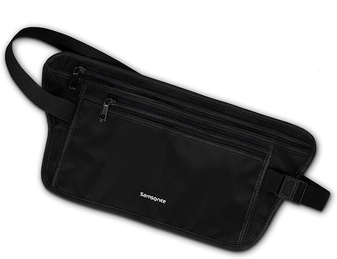 Samsonite RFID Waist Belt - Lightweight and Durable Nylon RFID Protection Technology - Blocks RFID Signals Encoded In Passports, IDs & Credit Cards
