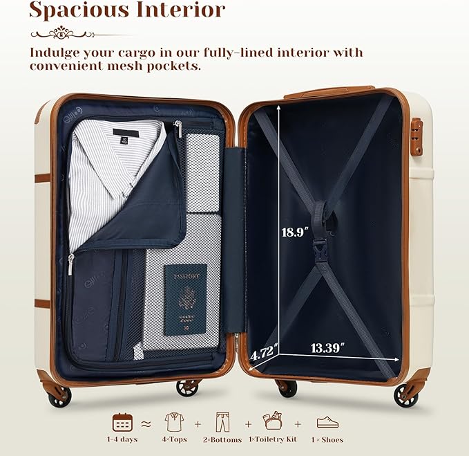 Coolife Luggage Set 3 Piece Suitcase Set Carry On Luggage PC Hardside Luggage TSA Lock Spinner Wheels Telescopic Handle