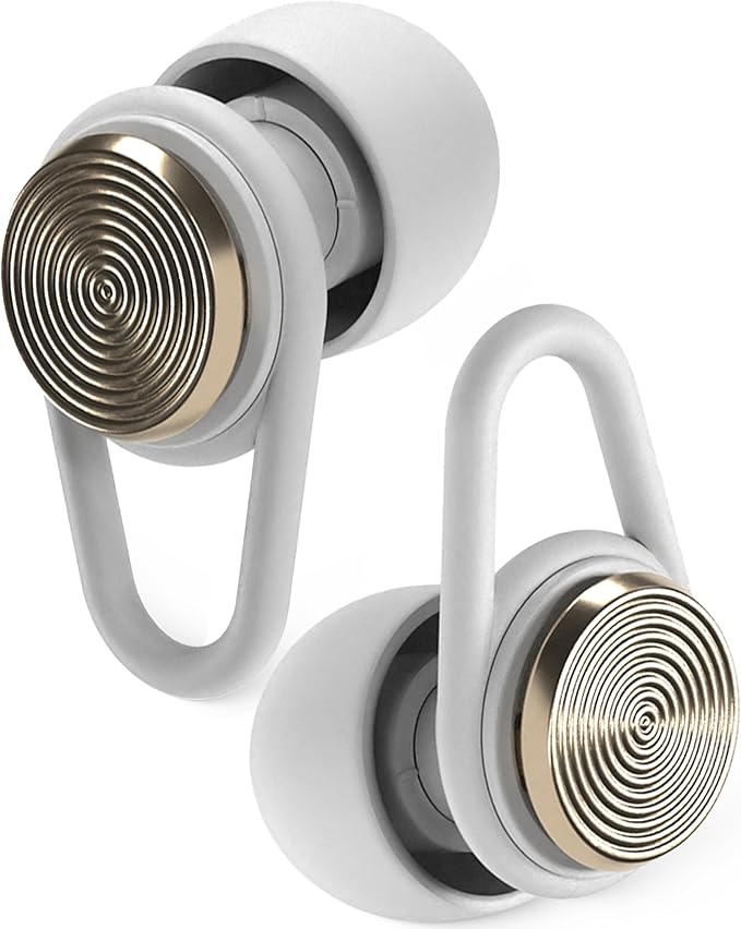 Hears One Ear Plugs for Noise Reduction - Patented Reusable Concert Earplugs, 20dB SNR Sound Reduction, Hypoallergenic for Musicians, Motorcycle and Sleeping with 4 tip Sizes - Gold Haze