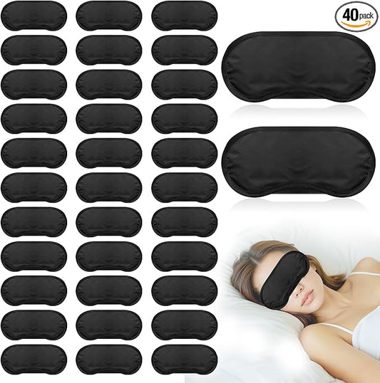 40 Pcs Eye Mask Sleep Masks Bulk Blindfolds for Team Building Party Games with Nose Pad and Adjustable Strap for Women Men 4 Layers Black Blindfold Sleeping Mask