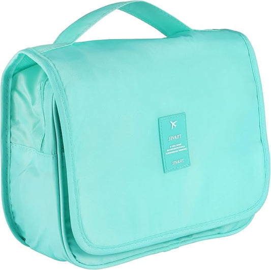 Pengxiaomei Hanging Toiletry Bag, Mint Green Waterproof Cosmetic Bag Portable Makeup Pouch Travel Wash Bag with Handle for Kids Teen Girls Wedding Mothers Day Gifts