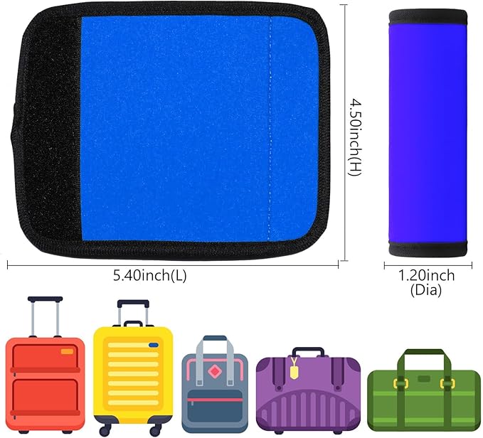 Luggage Handle Wrap 6 Pack-Neoprene Luggage Handle Wraps for Suitcase/Beach Bag/Backpacks Bright Suitcase Identifiers Travel Accessories for Airplane (Blue)