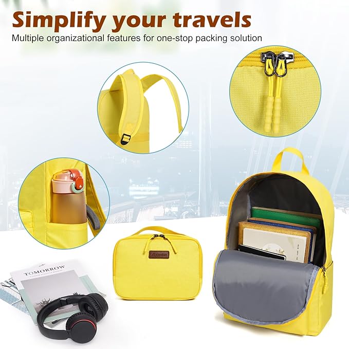 ABS+PC Carry on Luggage set with backpack 3 Pcs suitcace with Spinner wheels TSA Lock 20-In hardshell Lightweight Luggage set(Yellow)