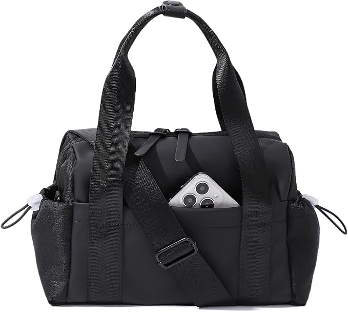 Small Gym Bag for Women, Mini Crossbody Gym Duffle Bag with Wet Compartment, Carry on Gym Tote Bag for Workout Dance Sport Travel (Mini-Black)