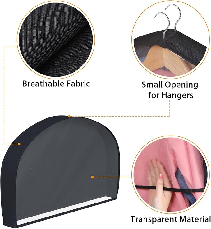 Kntiwiwo Shoulder Covers for Hanging Clothes (Set of 10) Breathable Garment Dust Covers Clothes Protectors Covers for Closet with 2" Gusset for Suit, Coats, Jackets, Dress