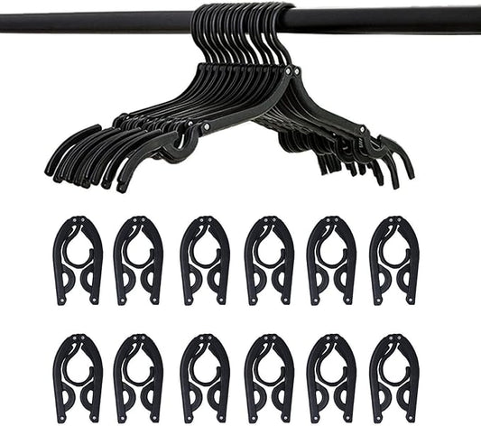 12 Pcs Black Travel Hangers - Portable Folding Clothes Hangers Travel Accessories Foldable Clothes Drying Rack