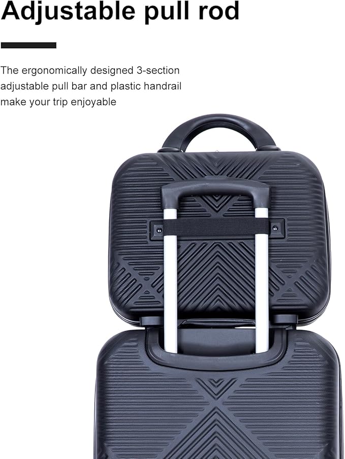 2 Piece Carry on Luggage Set, Airline Approved 20 Inch Luggage with Cosmetic Case HardShell Suitcase with Spinner Wheels, Lightweight Durable Hardside Suitcases Set, Dark Black