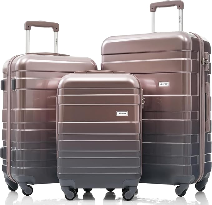 3 Pcs ABS Hardside Luggage Sets TSA Lock Spinner Wheel Suit Case