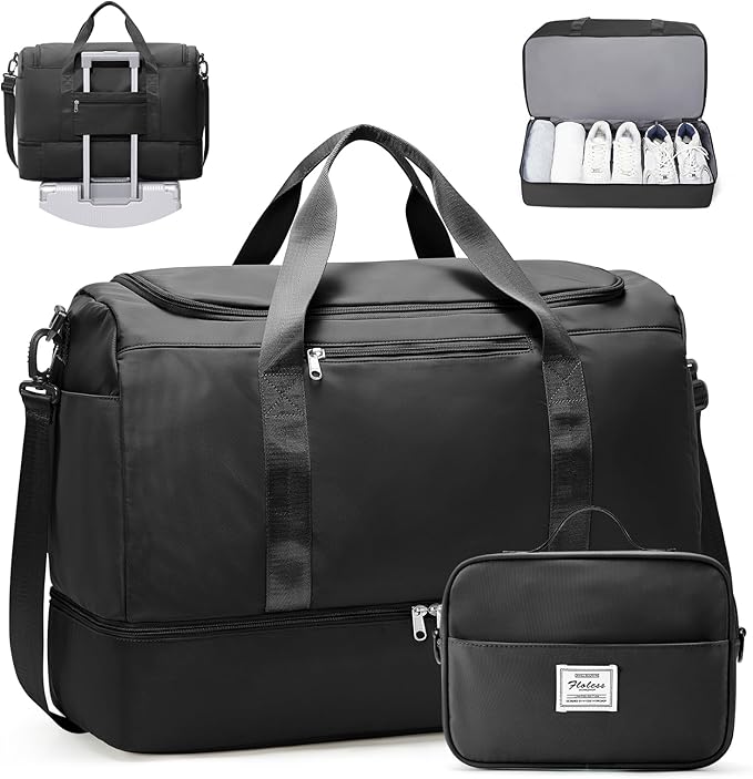 Extra Large Travel Duffle Bag with Shoe Compartment & Toiletry Bag, XL Weekender Bags for Women, Carry On Overnight Bags for Gym Sports, Water-Resistant Hospital Bag for Labor and Delivery