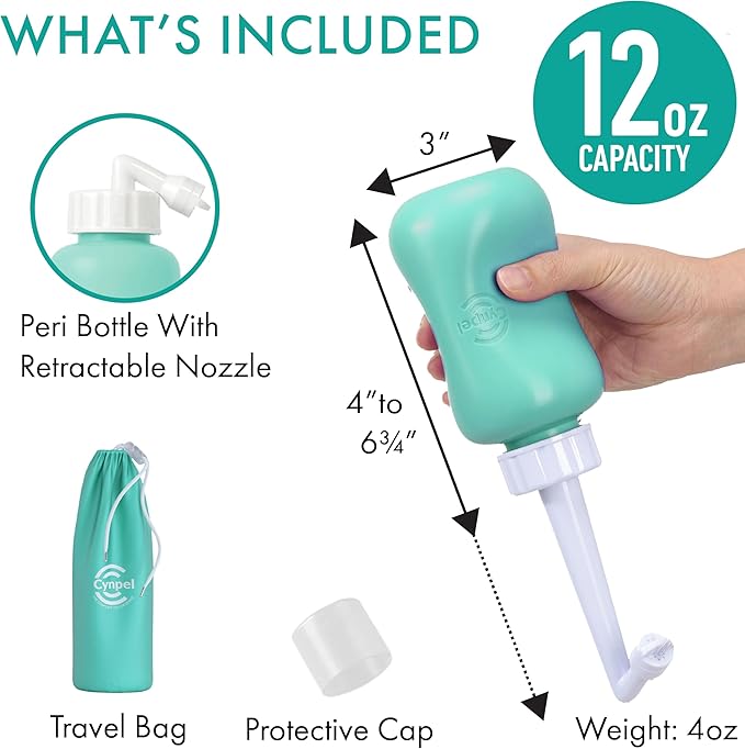 Peri Bottle - Postpartum and Perineal Care - FSA HSA Eligible - Portable Hand Held Travel Bidet Sprayer for Women or Men - Handheld Jet Spray Bottle for Toilet - Pack of 1 - Blue