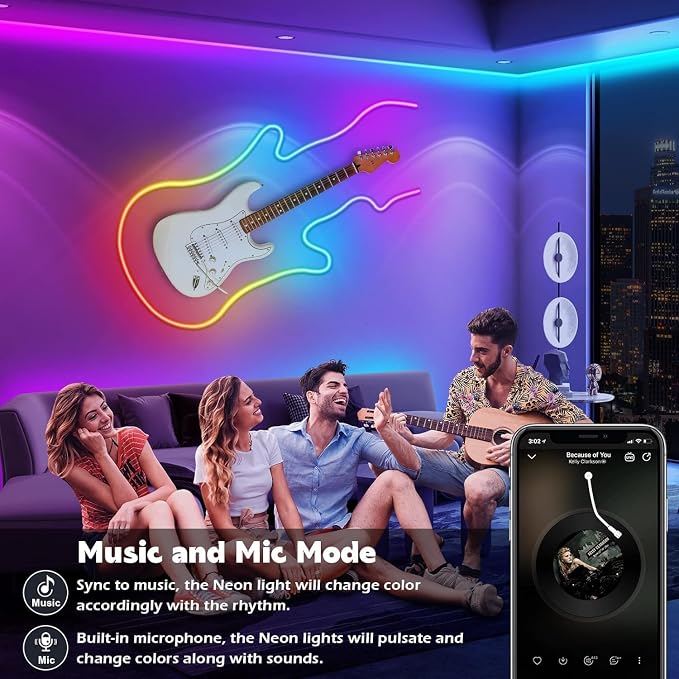 SINLEY Led Neon Rope Lights 20FT,Control with App/Remote,Flexible Led Rope Lights,Multiple Modes,IP68 Outdoor RGB Neon Lights Waterproof,Music Sync Gaming Led Strip Lights for Bedroom Indoor