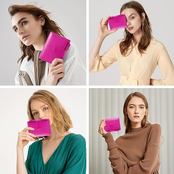 Airkit Small Wallet Women RFID Blocking Soft Leather Bifold Compact Card Holder Wallet for Women with Zipper Coin Pocket 4 ID Window