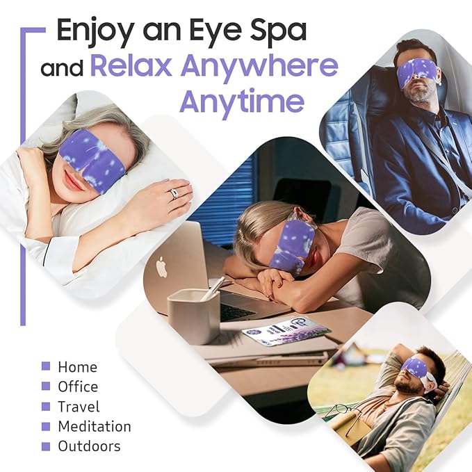 Steam Eye Mask, 10 Packs Heated Eye Mask, Self Heating Disposable SPA Warm Compress for Eyes Sleep Mask, Travel Essentials & Relaxation Gifts, Valentine's Day Gifts (Lavender Scent)