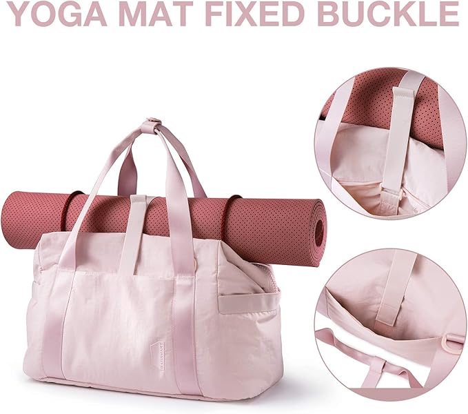 BAGSMART Gym Bag for Women, Carry on Weekender Overnight Bag, Travel Duffel Bags with Trolley Sleeve, Personal Item Travel Bag Tote Bag Workout Dance Bag(Pink,Medium)