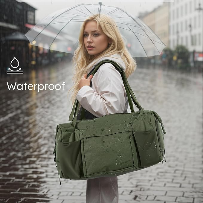 Gym Bag for Men with Shoes Compartment and Wet Pocket Convertible Duffle Bag and Gym Backpack Waterproof Sports Bags for Men with 2 Bottle Holders Weekender Overnight Bag-Dark Green