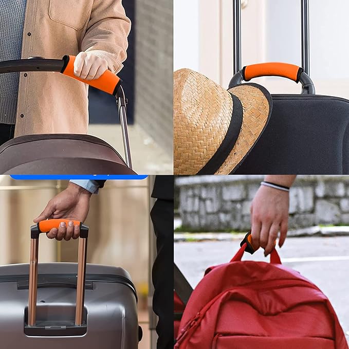2 Pack Luggage Handle Wraps for Suitcase, Bright Color Comfort Soft Handle Covers (Orange)