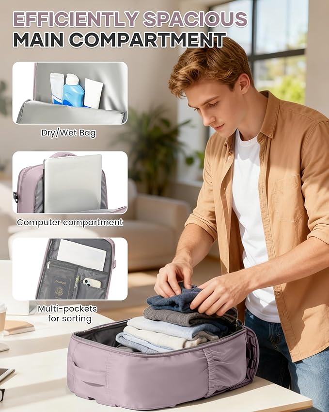 WONHOX Large Travel Backpack Carry on Flight Approved Laptop Work Business Backpack for Women Men Mochila de Viaje