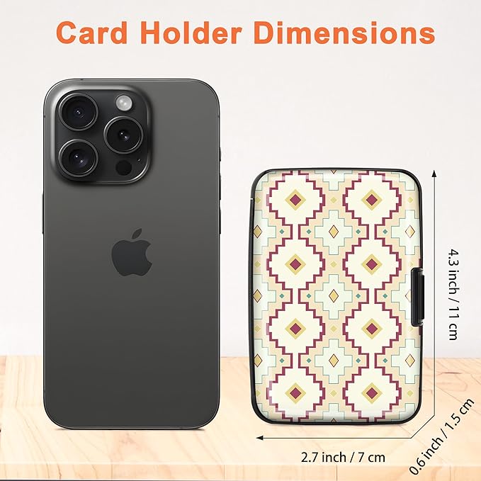 Mayski Credit Card Holder, RFID Blocking, Aluminum Alloy Hard Case, Small Mini Business Metal Wallet for Women Men, Geometric Harmony
