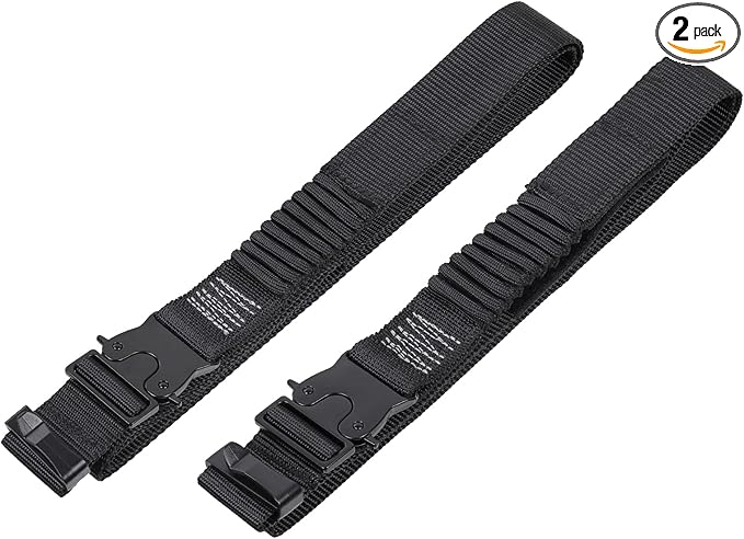 Luggage Straps, Stretchable Luggage Connector Straps for Suitcases, Metal Buckle Add A Bag Adjustable Attachment Accessories Belts (Black-All Metal Buckle, 1.25" W)