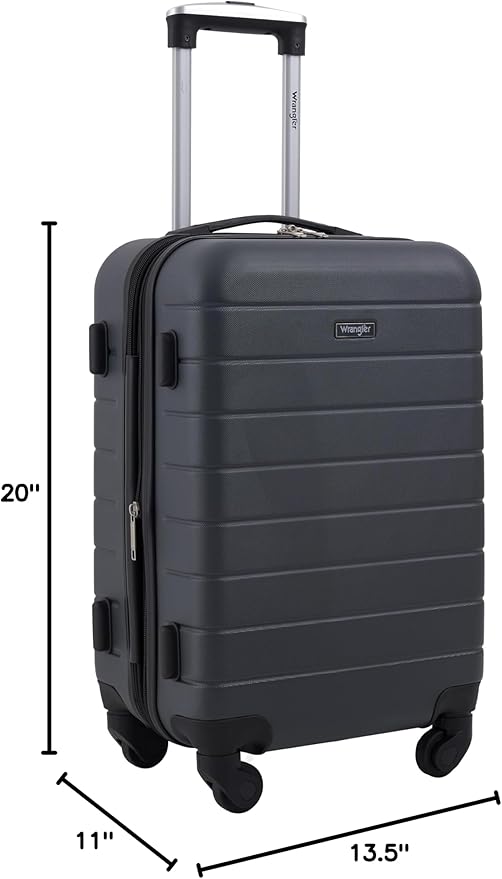 Wrangler Smart Spinner Hardside Luggage, 2 Piece Set, Dark Shadow