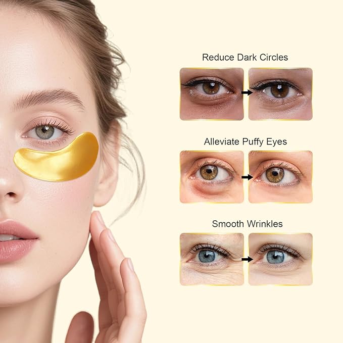 Permotary 30 Pairs Gel Crystal Collagen Under Eye Patches, 24K Gold Eye Mask for Moisturizing Skin, Lighten Dark Circles, Reduce Wrinkles & Puffiness,Bachelorette Party Gifts