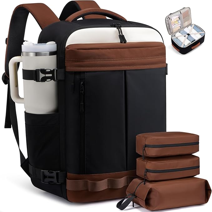 LOVEVOOK 50L Travel Backpack for Women Men, Airline Approved Carry On Luggage with 3 Cubes Accessories, TSA Personal Item Travel Cruise Essentials, Waterproof Weekender Overnight Bags fits 17" Laptop