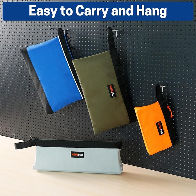 Zipper Tool Pouches, Multi-Purpose Utility Tool Bags Organizer for Small Hand Tools, Screws, Nails, Hardware, Pliers & Wrenches, Storage Pouch Set for Electricians, Plumbers, HVAC & Mechanics