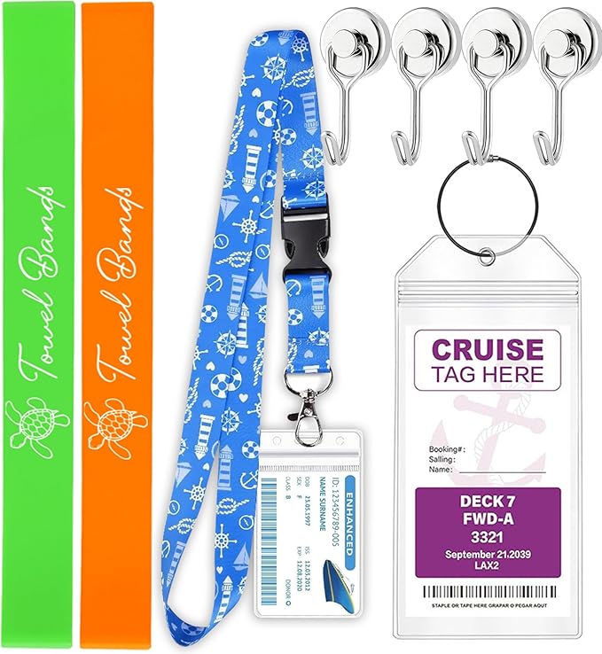 Towel Band for Beach Pool Lounge Chair Carnival Cruise Ship 2026 Packing List Essentials Card Lanyard Magnetic Hooks Vacation Must Haves Beach Towel Women Gift
