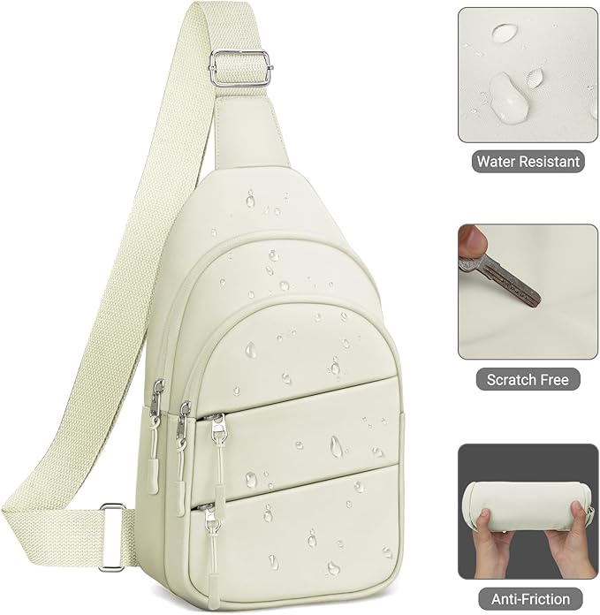 Tuwubi Crossbody Bags for Women, Sling Bag for Men, Small Hiking Backpack Anti Theft Lightweight for Outdoors Travel (M, Beige)