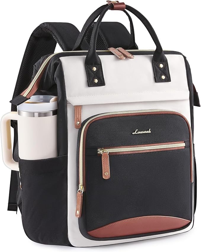 LOVEVOOK Laptop Backpack for Women Work Bag with Large Capacity Cup Side Pocket, 15.6 Inch Waterproof Computer Backpacks Purse, College Bookbag for School, Business, Teacher, Travel