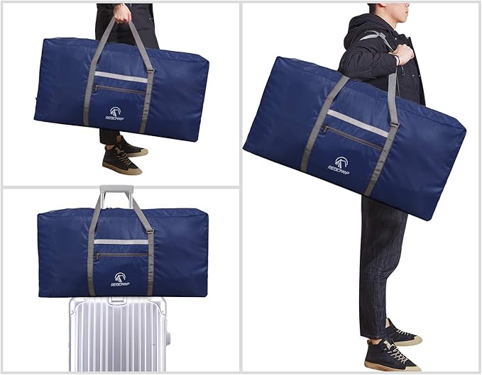 REDCAMP Foldable Extra Large Duffle Bag 100L/31 Inch, Lightweight Travel Duffel Bag with Adjustable Strap for Men Women,Dark Blue